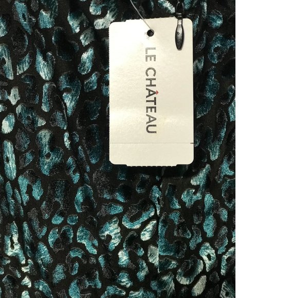 NWT Stunning Roxy Earle Le Chateau Green leopard Velvet velour Shiny dress - Picture 4 of 5